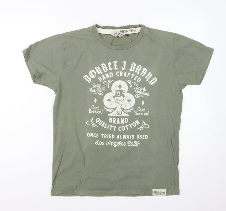Jack & Jones Premium Vintage Green Graphic Cotton Men's T-Shirt Size S