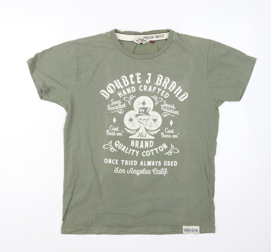 Jack & Jones Premium Vintage Green Graphic Cotton Men's T-Shirt Size S