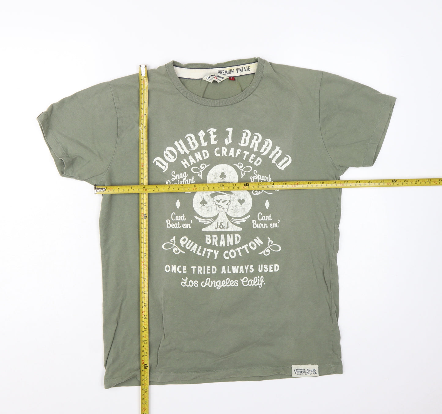 Jack & Jones Premium Vintage Green Graphic Cotton Men's T-Shirt Size S