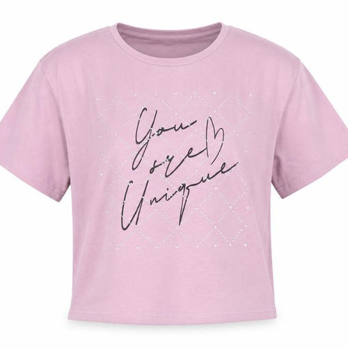 Candy Couture Girls Pink Cropped Graphic T-Shirt 12 Years Rhinestone Detail