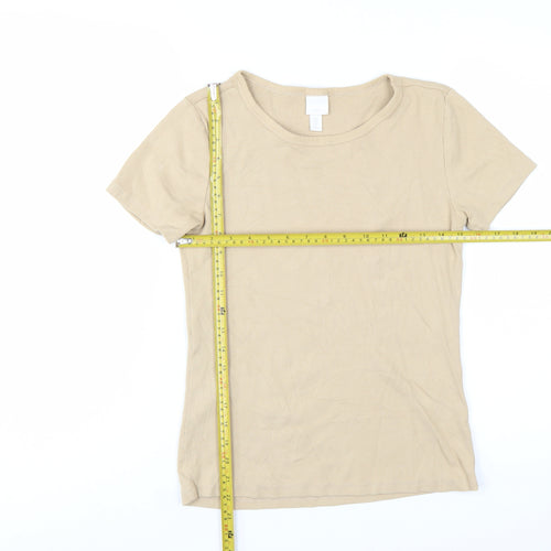 H&M Women’s Beige Basic Short Sleeve Cotton T-Shirt Size 12
