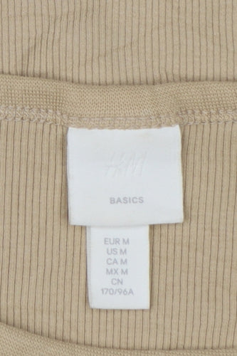 H&M Women’s Beige Basic Short Sleeve Cotton T-Shirt Size 12