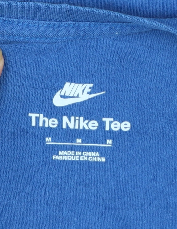 Nike Men's Blue Cotton Crew Neck Short Sleeve T-Shirt M
