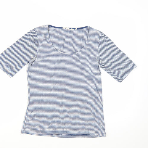 Seasalt Women Blue Striped Organic Cotton T-Shirt Size 10
