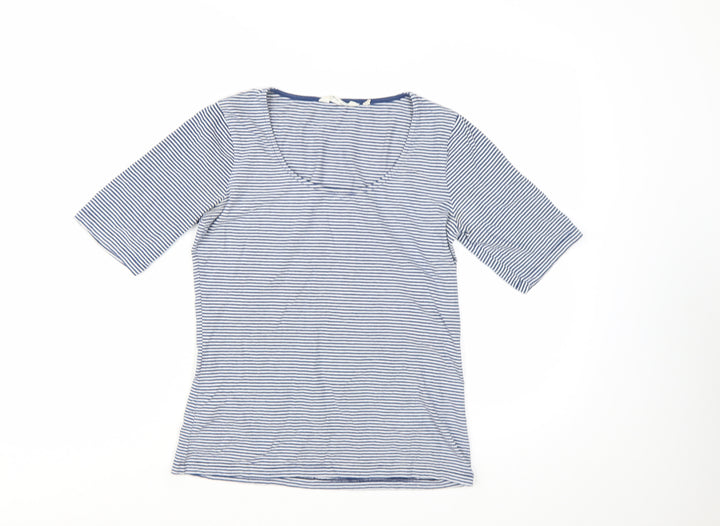 Seasalt Women Blue Striped Organic Cotton T-Shirt Size 10