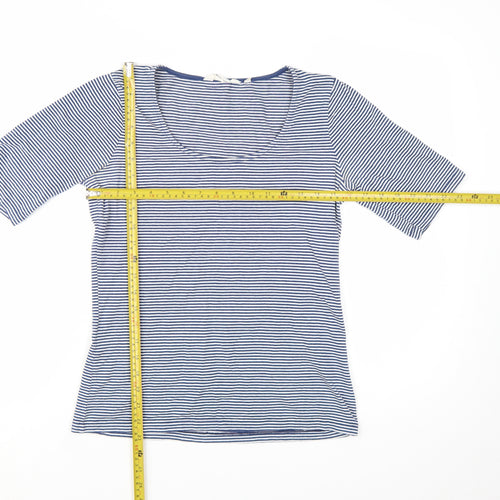 Seasalt Women Blue Striped Organic Cotton T-Shirt Size 10