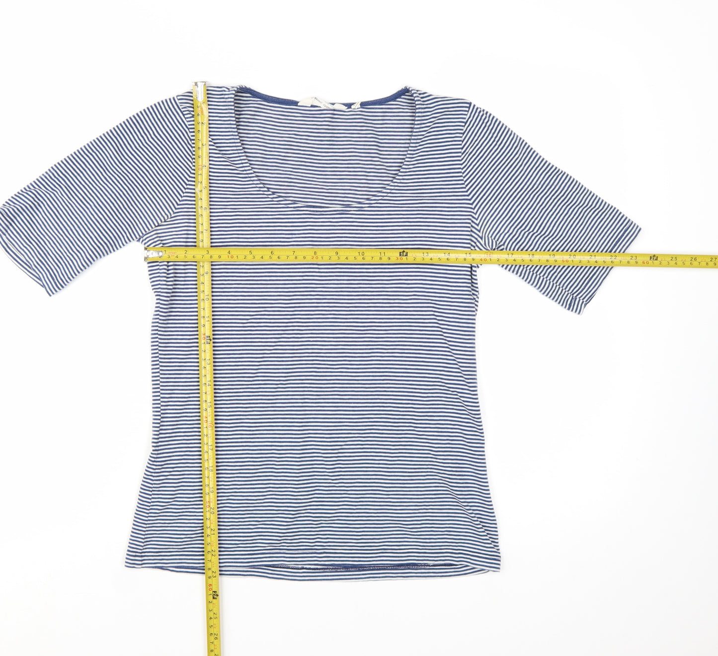 Seasalt Women Blue Striped Organic Cotton T-Shirt Size 10