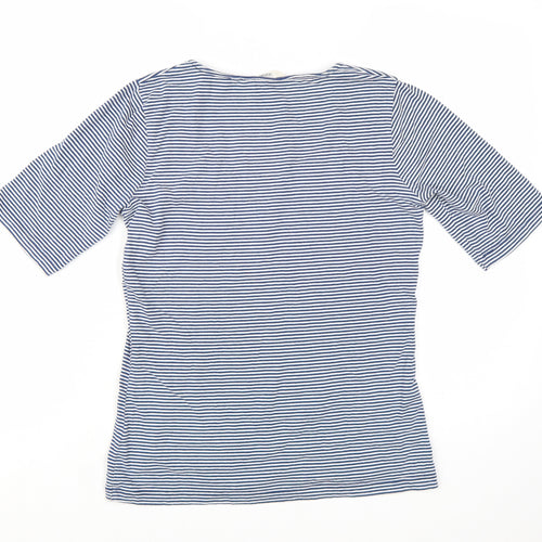 Seasalt Women Blue Striped Organic Cotton T-Shirt Size 10