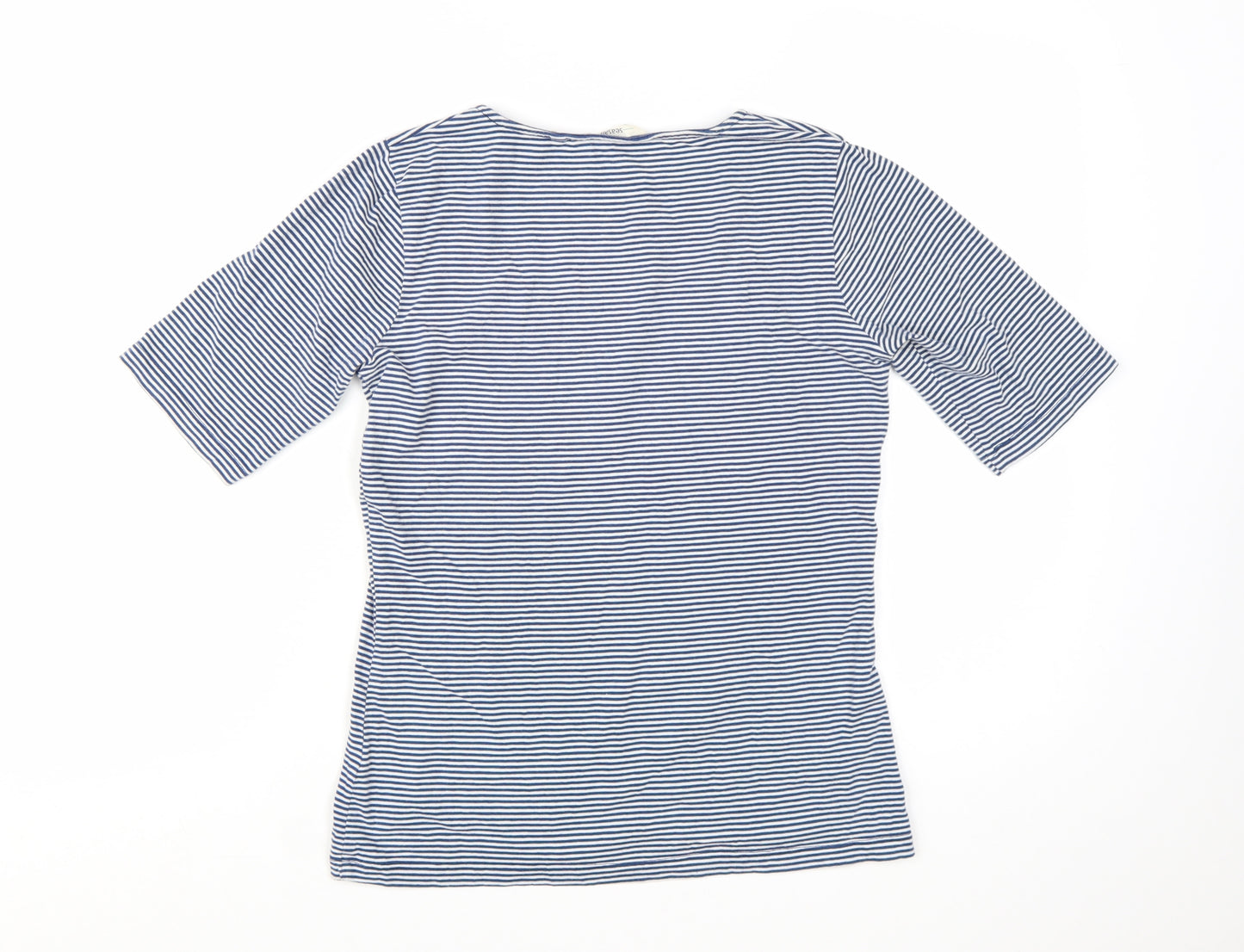 Seasalt Women Blue Striped Organic Cotton T-Shirt Size 10