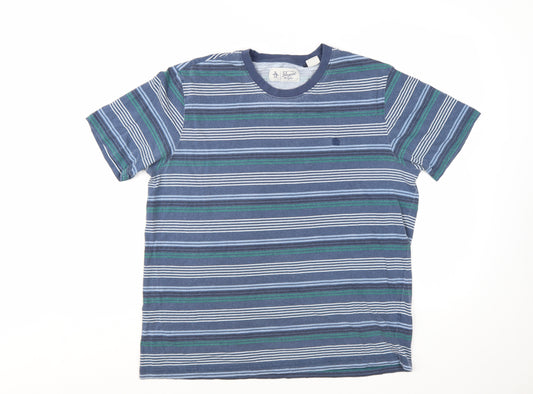 Original Penguin Men's Blue Striped Short Sleeve Cotton T-Shirt XL