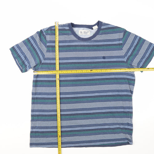Original Penguin Men's Blue Striped Short Sleeve Cotton T-Shirt XL