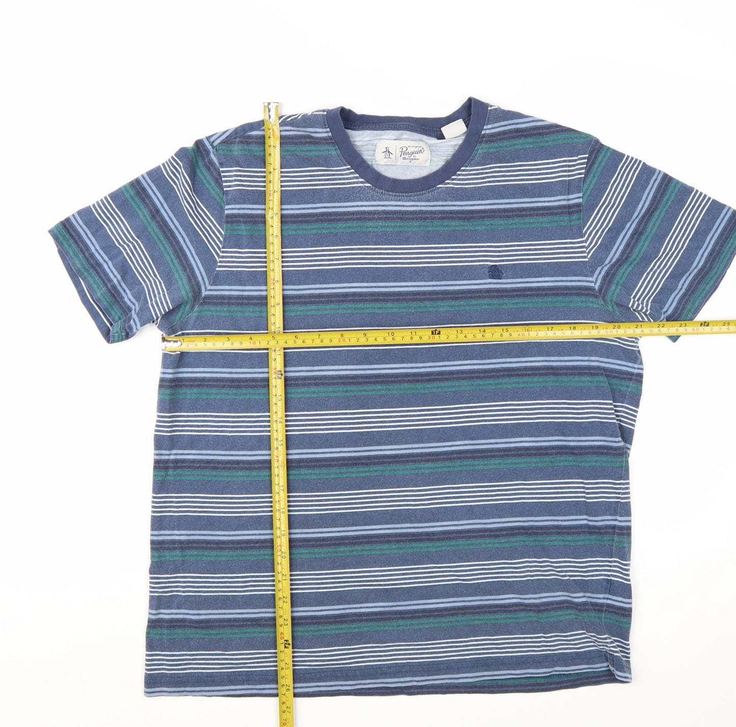 Original Penguin Men's Blue Striped Short Sleeve Cotton T-Shirt XL
