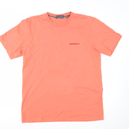 Superdry Men's Orange Cotton Crew Neck Short Sleeve T-Shirt Size L