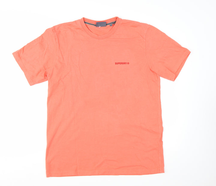 Superdry Men's Orange Cotton Crew Neck Short Sleeve T-Shirt Size L