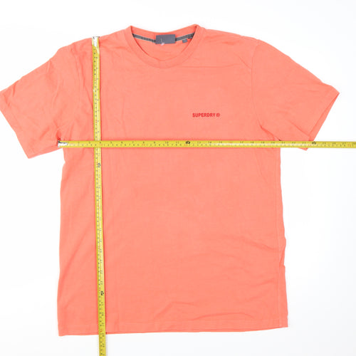 Superdry Men's Orange Cotton Crew Neck Short Sleeve T-Shirt Size L