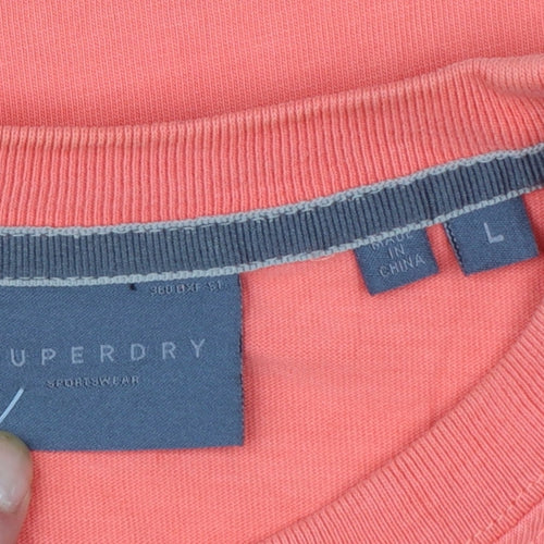 Superdry Men's Orange Cotton Crew Neck Short Sleeve T-Shirt Size L