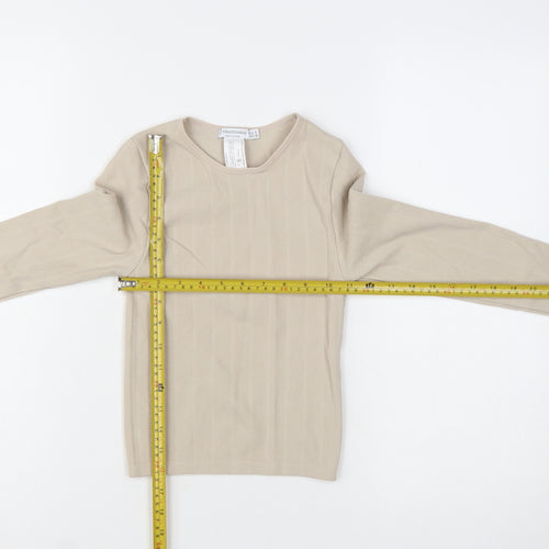 Stradivarius Women Beige Slim Fit Long Sleeve Basic Knit Top Size S