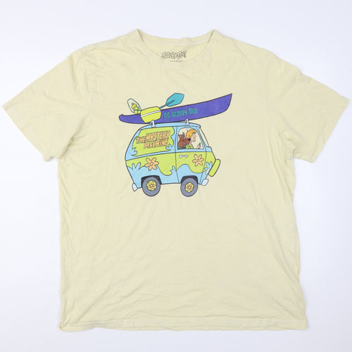 Scooby-Doo Men's Beige Graphic T-Shirt Size L Retro Cartoon Tee