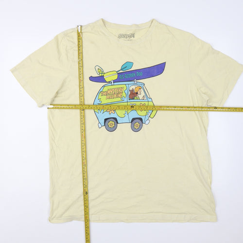 Scooby-Doo Men's Beige Graphic T-Shirt Size L Retro Cartoon Tee