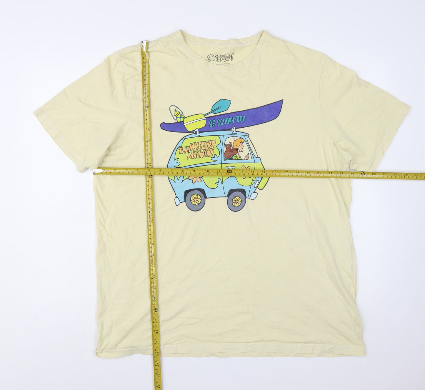 Scooby-Doo Men's Beige Graphic T-Shirt Size L Retro Cartoon Tee