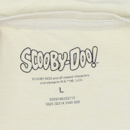 Scooby-Doo Men's Beige Graphic T-Shirt Size L Retro Cartoon Tee