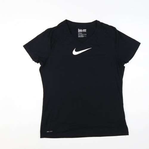 Nike Womens Black Dri-FIT Slim Fit V-Neck Activewear T-Shirt XL