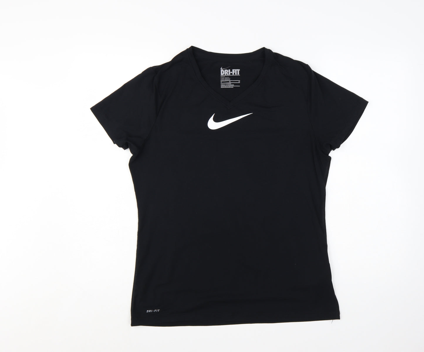 Nike Womens Black Dri-FIT Slim Fit V-Neck Activewear T-Shirt XL