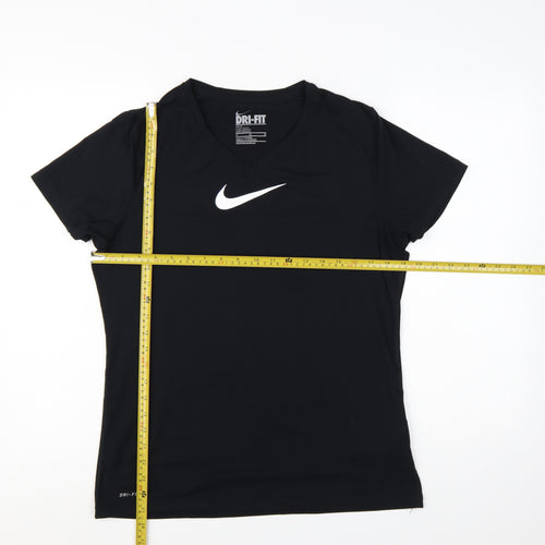 Nike Womens Black Dri-FIT Slim Fit V-Neck Activewear T-Shirt XL