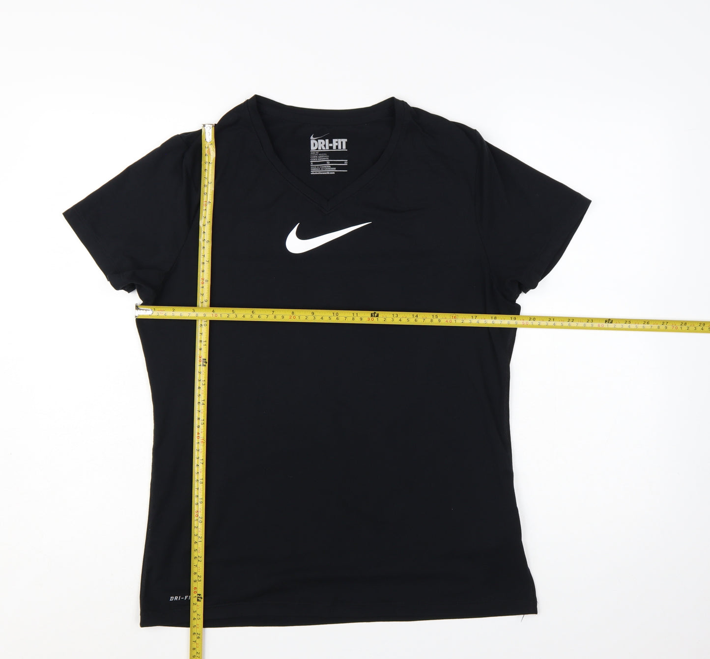 Nike Womens Black Dri-FIT Slim Fit V-Neck Activewear T-Shirt XL