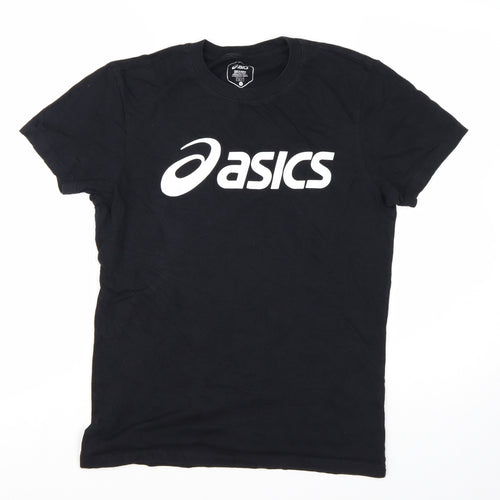 ASICS Womens Black Small Basic Sports Logo Cotton T-Shirt