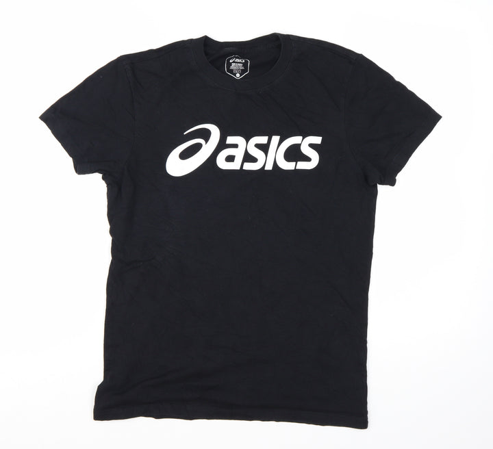 ASICS Womens Black Small Basic Sports Logo Cotton T-Shirt