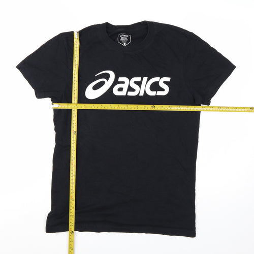 ASICS Womens Black Small Basic Sports Logo Cotton T-Shirt