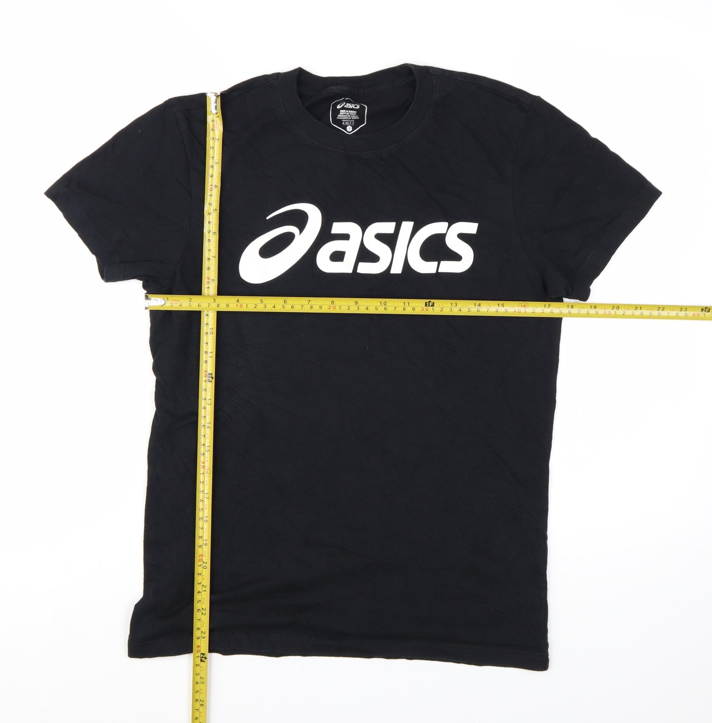 ASICS Womens Black Small Basic Sports Logo Cotton T-Shirt