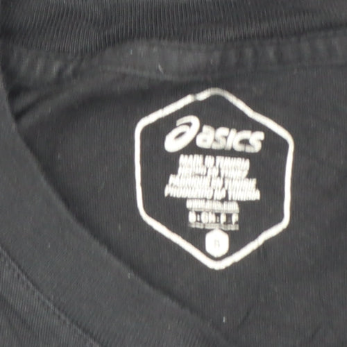 ASICS Womens Black Small Basic Sports Logo Cotton T-Shirt