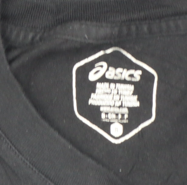 ASICS Womens Black Small Basic Sports Logo Cotton T-Shirt