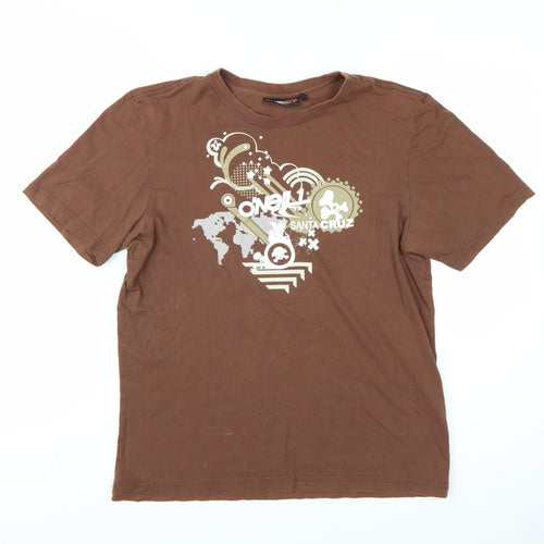 O'Neill Men's Brown Graphic Print Cotton T-Shirt Size M