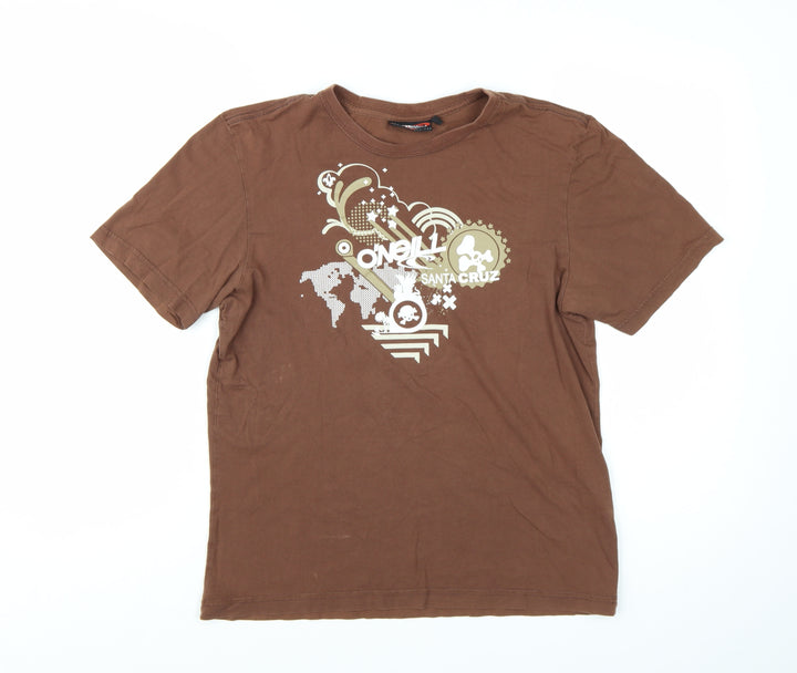 O'Neill Men's Brown Graphic Print Cotton T-Shirt Size M