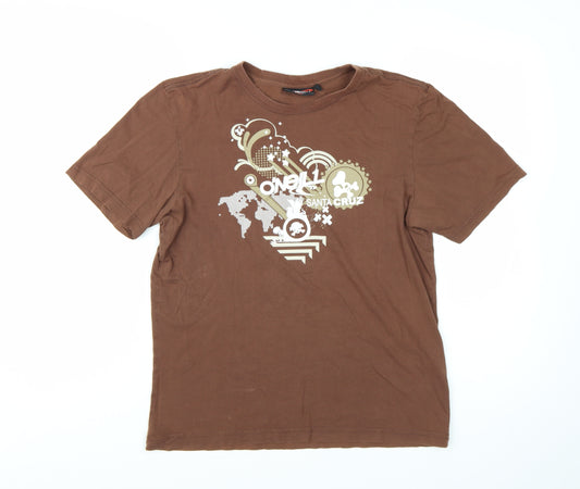 O'Neill Men's Brown Graphic Print Cotton T-Shirt Size M