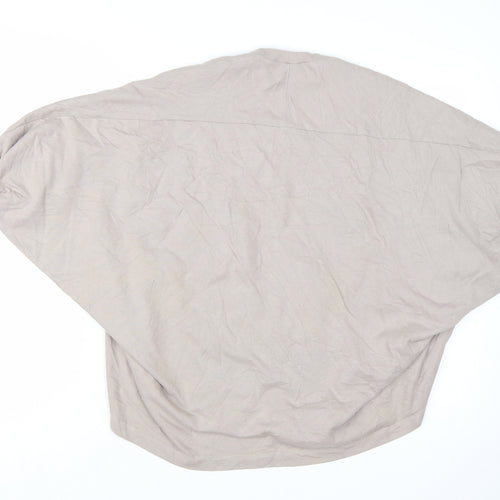 Zara Women Beige Relaxed Batwing Cotton T-Shirt S