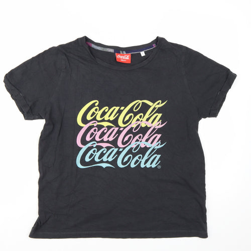 Next Coca-Cola Womens Black Cotton T-Shirt Size 8 Short Sleeve