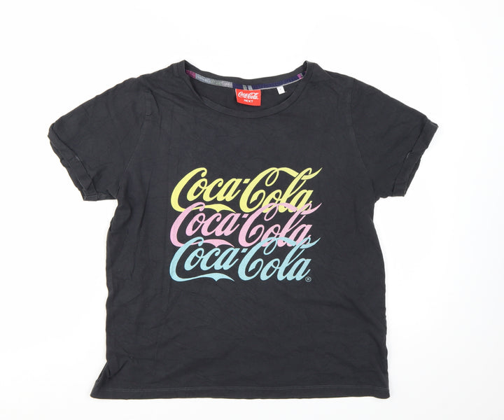Next Coca-Cola Womens Black Cotton T-Shirt Size 8 Short Sleeve