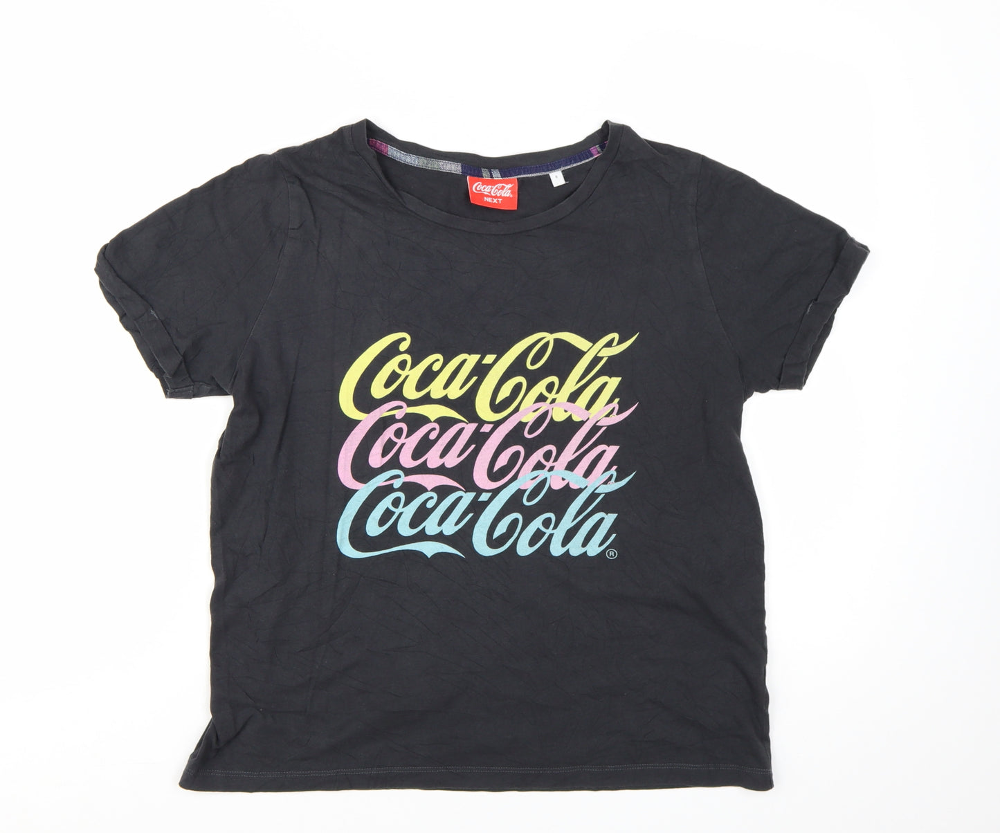 Next Coca-Cola Womens Black Cotton T-Shirt Size 8 Short Sleeve