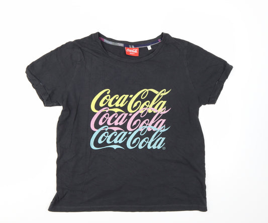Next Coca-Cola Womens Black Cotton T-Shirt Size 8 Short Sleeve