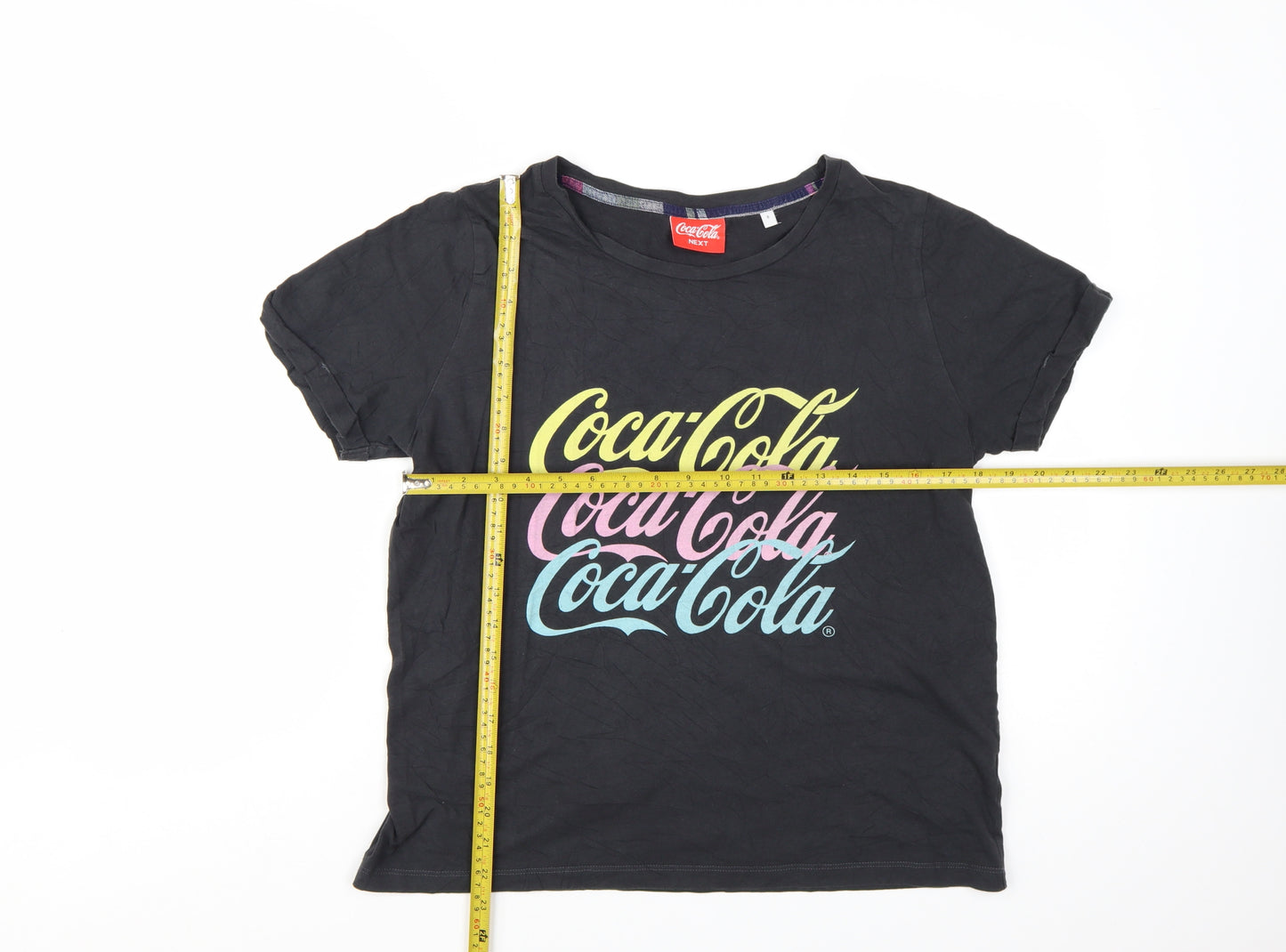 Next Coca-Cola Womens Black Cotton T-Shirt Size 8 Short Sleeve