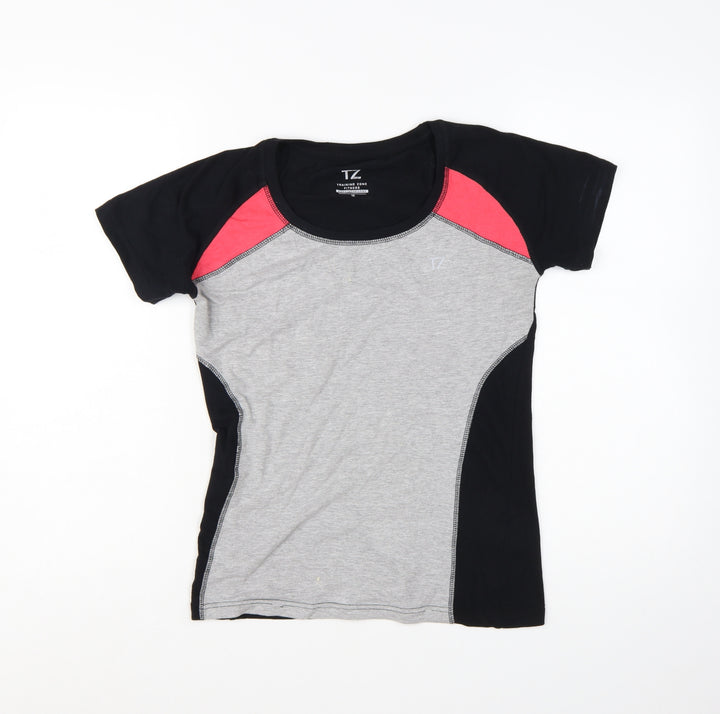 Training Zone Womens Grey Black Pink Activewear T-Shirt Size 10