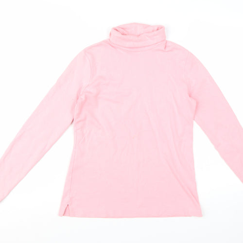 Lands' End Women’s Pink Roll Neck Long Sleeve T-Shirt Size L