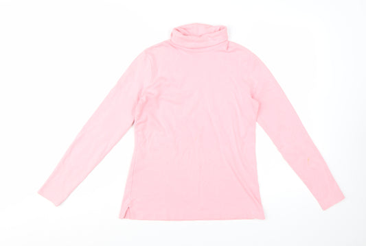 Lands' End Women’s Pink Roll Neck Long Sleeve T-Shirt Size L