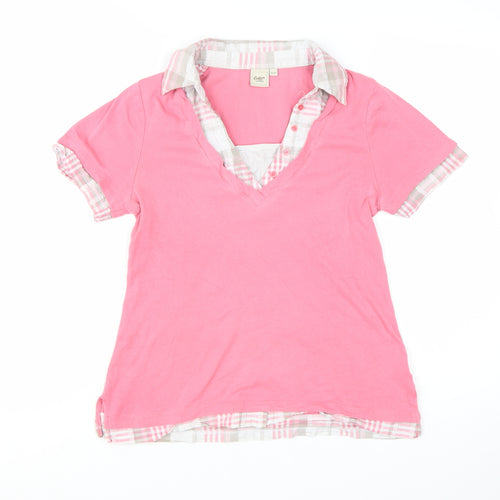 Cotton Traders Womens Pink Short Sleeve V-Neck Basic T-Shirt Size 10