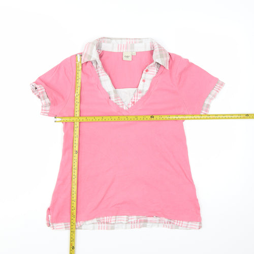 Cotton Traders Womens Pink Short Sleeve V-Neck Basic T-Shirt Size 10