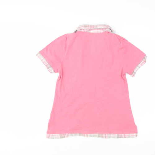Cotton Traders Womens Pink Short Sleeve V-Neck Basic T-Shirt Size 10